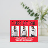 卒業招待状3枚の写真を追加赤A1 招待状 (スタンド正面)