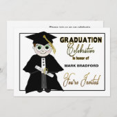 卒業招待状 – ガイ・イン・キャップ&ガウン 招待状 (正面/裏面)