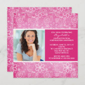 卒業招待状(フォトピンクペイズリー) 招待状 (正面/裏面)