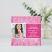 卒業招待状(フォトピンクペイズリー) 招待状 (スタンド正面)