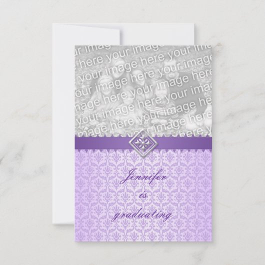 卒業招待状(ヴィンテージ薄紫ダマスク) 招待状 (正面)