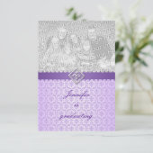卒業招待状(ヴィンテージ薄紫ダマスク) 招待状 (スタンド正面)