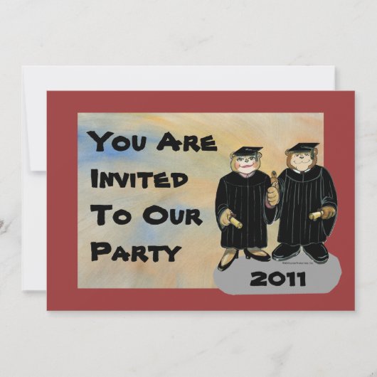 卒業招待状-兄弟/姉妹または夫婦 招待状 (正面)