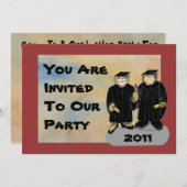 卒業招待状-兄弟/姉妹または夫婦 招待状 (正面/裏面)