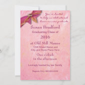 卒業招待状 – 写真/年インサート/ピンクボウ 招待状 (裏面)