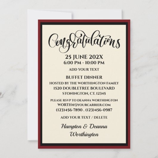 卒業招待状 招待状 (裏面)