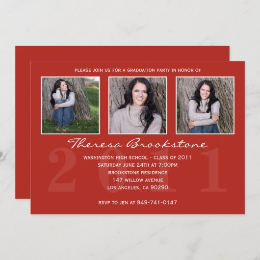 卒業招待状 招待状 (正面/裏面)