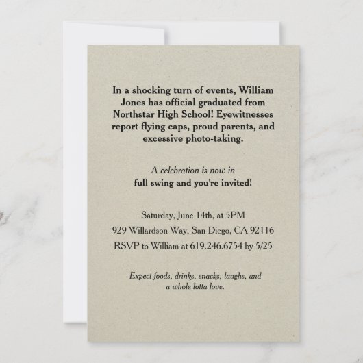 卒業招待状 招待状 (裏面)