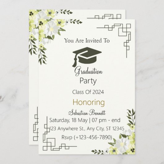 卒業招待状 招待状 (正面/裏面)