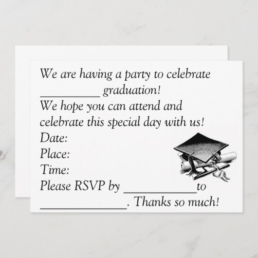 卒業招待状 招待状 (正面/裏面)