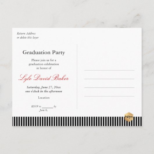 卒業招待状 | 発表日 インビテーションポストカード (裏面)