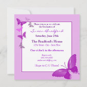 卒業招待状 – 紫の蝶 – 写真 招待状 (裏面)