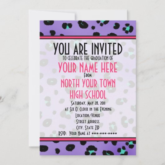 卒業招待状- 2011年の紫 招待状 (正面)