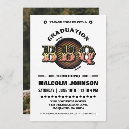 卒業招待状| BBQパーティー 招待状 (正面/裏面)