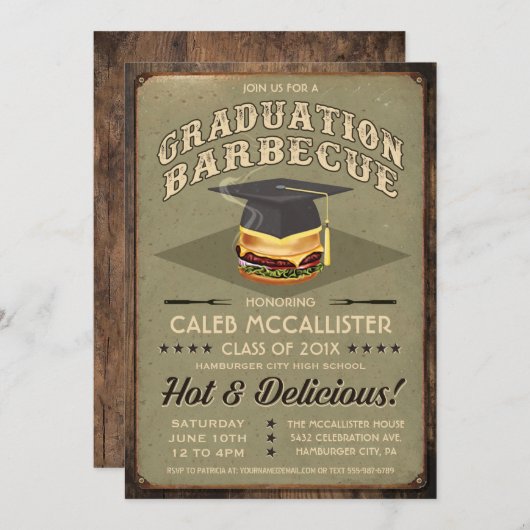 卒業招待状| BBQパーティー 招待状 (正面/裏面)
