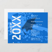 卒業招待状ABB231ブルー抽象芸術 招待状 (正面/裏面)