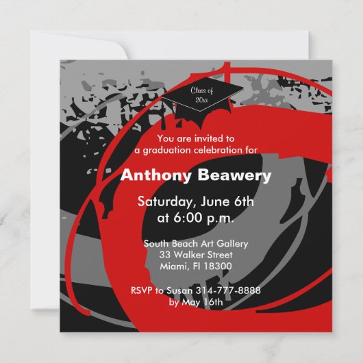 卒業招待状WDX赤 招待状 (裏面)