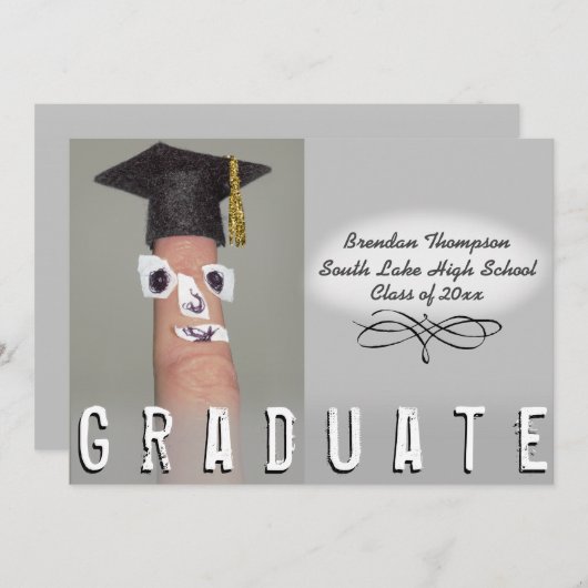 卒業指おもしろい漫画のグラッドキャップ 案内状 (正面/裏面)