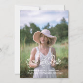 卒業救日付きお洒落の少女の写真 マグネット招待状 (正面)