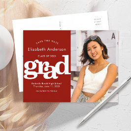 卒業救日写真はっきりしたタイポグラフィ インビテーションポストカード