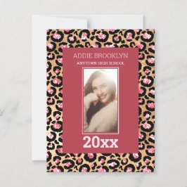 卒業救日写真ピンクの黒チーズ マグネット招待状