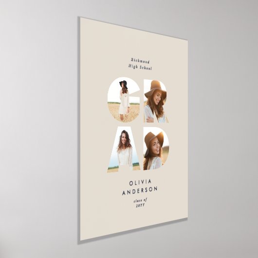 卒業数々の写真モダンシンプルホイエレガントル 箔ポスター (レイダウン)