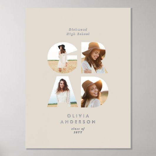 卒業数々の写真モダンシンプルホイエレガントル 箔ポスター (正面)