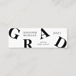 卒業文はっきりした書スクールカラーネームカード スキニー名刺