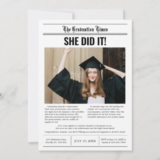 卒業新聞卒業党 招待状 (裏面)