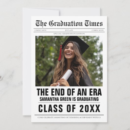 卒業新聞時代の終わり 招待状 (正面)