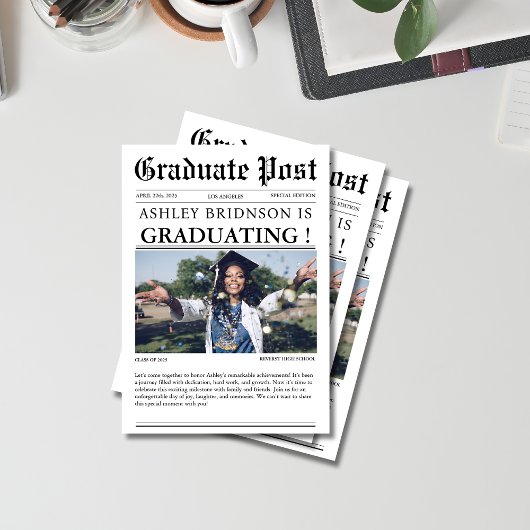 卒業新聞高校ユニークの写真 招待状