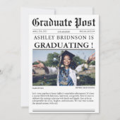 卒業新聞高校ユニークの写真 招待状 (正面)