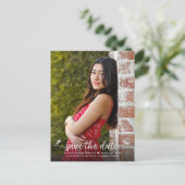 卒業日のフォトスクリプトモダンハートの保存 インビテーションポストカード (スタンド正面)