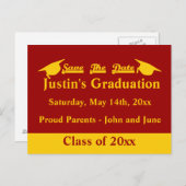 卒業日の保存（鳥）ショウジョウコウカンチョウと金ゴールド ポストカード (正面/裏面)