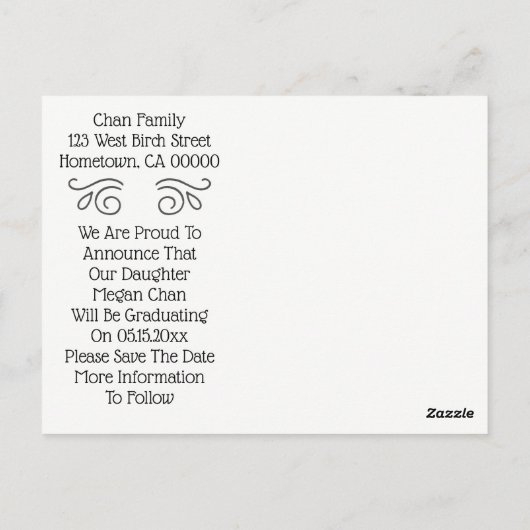 卒業日の写真カードを保存して下さい ポストカード (裏面)