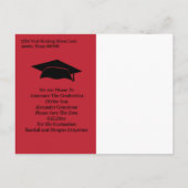 卒業日を保存 – シンプルRed Black 案内ポストカード (裏面)