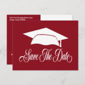 卒業日を救う-赤シンプル白の学校 案内ポストカード (正面/裏面)