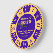 卒業日カウントダウンパープルと金ゴールド大学 ラージ壁時計 (傾斜)