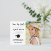 卒業日シンプル付を保存する卒業写真 インビテーションポストカード (スタンド正面)