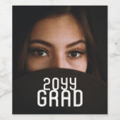 卒業日卒業式シンプルモダン脚本 ワインラベル (シングルラベル)