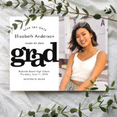 卒業日救付フォトタイポグラフィ白黒 インビテーションポストカード