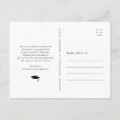 卒業日救付フォトタイポグラフィ白黒 インビテーションポストカード (裏面)