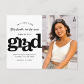 卒業日救付フォトタイポグラフィ白黒 インビテーションポストカード (正面)