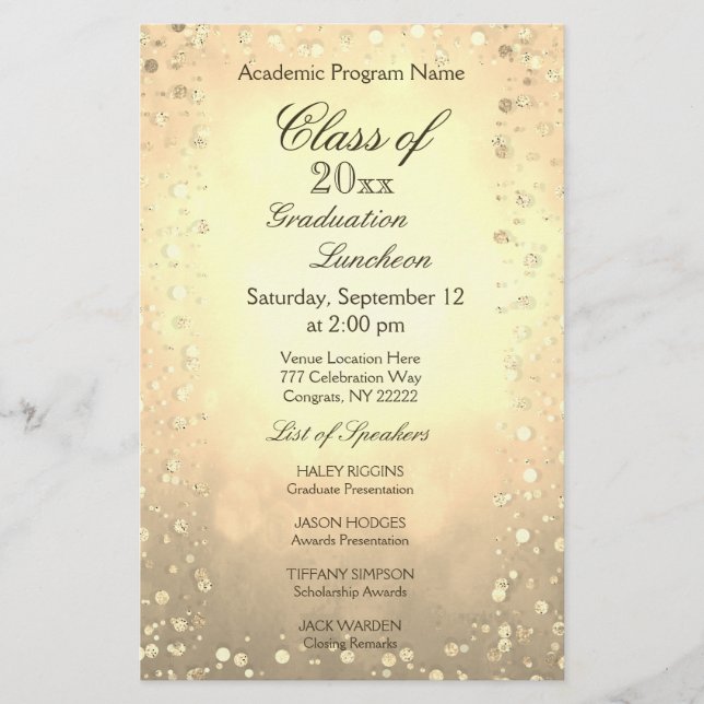 卒業昼食会金ゴールド紙吹雪 (正面)