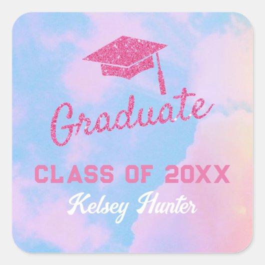 卒業時代の恋人のパステルインスパイア雲 スクエアシール (正面)