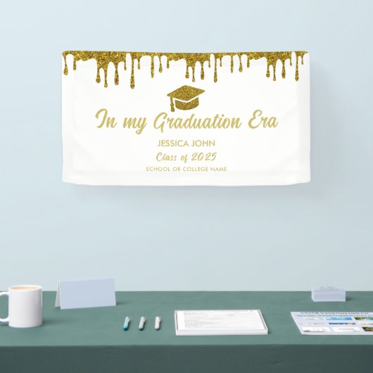 卒業時代は白と金ゴールド 横断幕 (トレードショー)