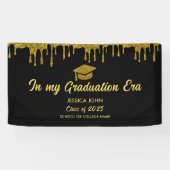 卒業時代は黒塗り金ゴールド 横断幕 (横)