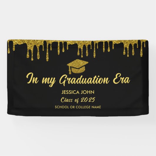 卒業時代は黒塗り金ゴールド 横断幕 (横)