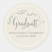 卒業書台本シンプルセージ緑 ラウンドシール (正面)