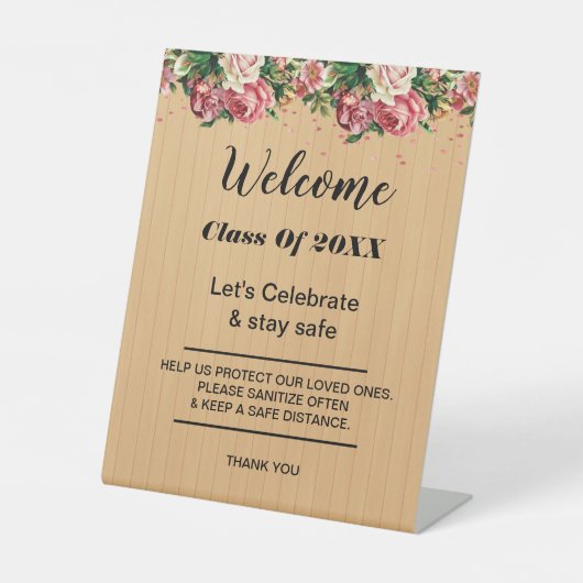 卒業木材素朴フローラパーティーの安全性 台座サイン (正面)